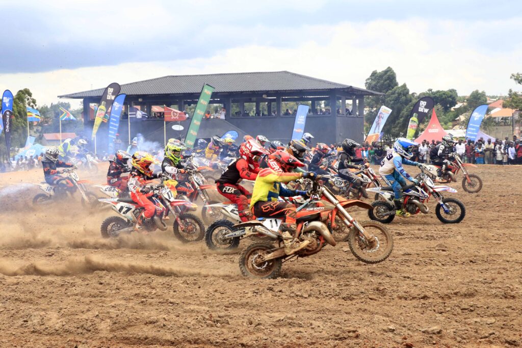 The MX 65cc class setting off from the start gate for heat two.