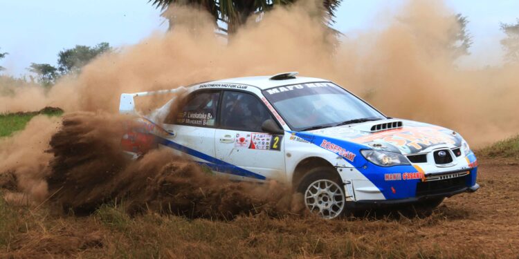 Ponsiano Lwakataka in the Subaru Impreza N12. Photo Credit: Innocent Mutaawe.